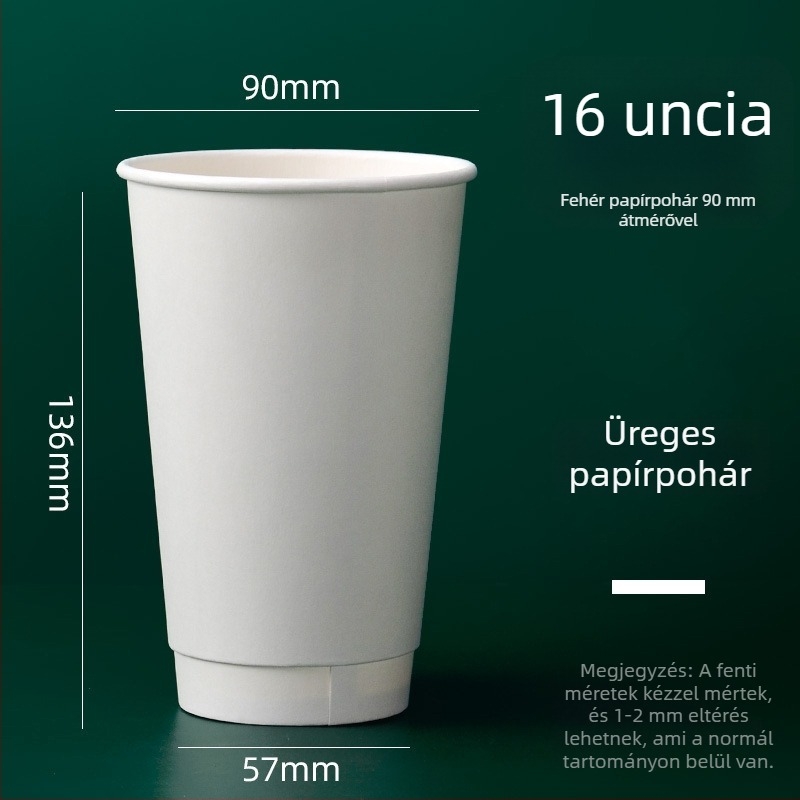 Személyre szabott logóval ellátott egyszerhasználatos papír pohár forró és hideg italokhoz, hőálló kettős falú kialakítás, 601–700 ml, 1000 darabos csomag