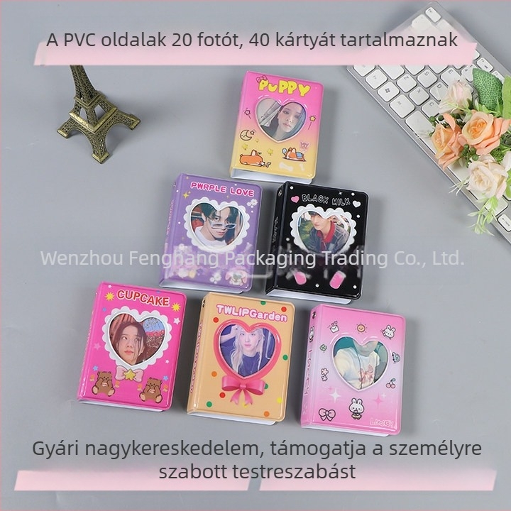 3 hüvelykes karikatúra fotóalbum egysoros kártyaoldalakkal, kompakt Instax fotókhoz