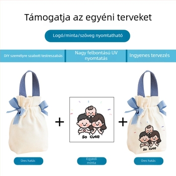 Vászonból készült négyzet alakú ajándéktáska bonbon-dobozzal, esküvőkre és gyermekeknek szánt ajándékokhoz (óvoda és általános iskola)
