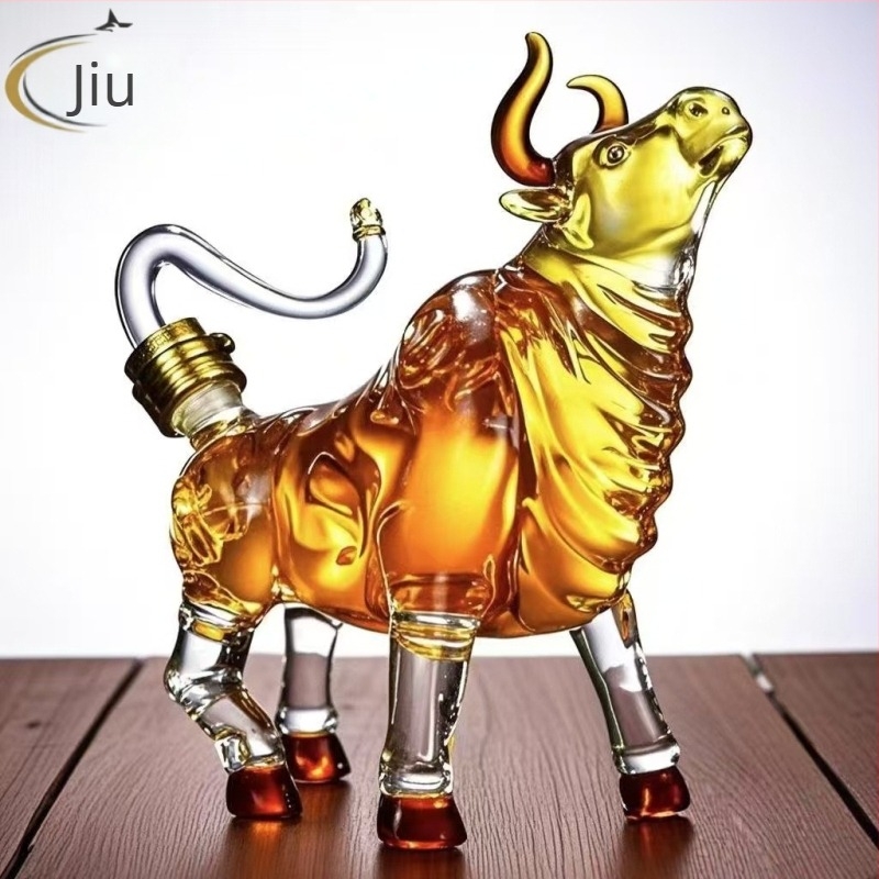 Magas minőségű boroszilikát üvegből készült ökör alakú dekantáló, 12 zodiákus dizájn, kapacitás 501–600 ml