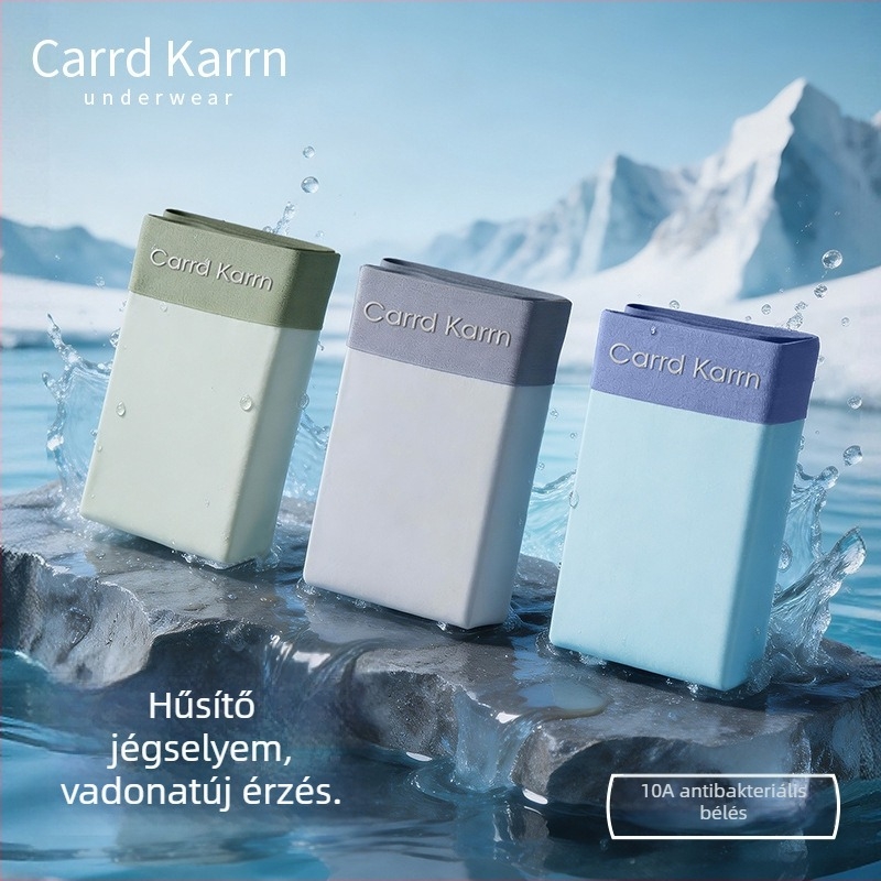 Férfiak számára lélegző nejlonból készült ice-silk alsónadrág nyomtatott mintával