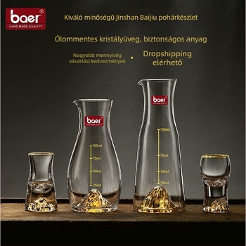 Kristály pohár aranyozott fóliával, szeszadagoló készlet, 100 ml kapacitás, nemzeti stílus, aranyszínű alj
