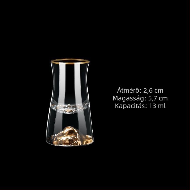 Kristály pohár aranyozott fóliával, szeszadagoló készlet, 100 ml kapacitás, nemzeti stílus, aranyszínű alj