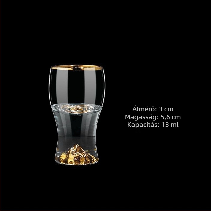 Kristály pohár aranyozott fóliával, szeszadagoló készlet, 100 ml kapacitás, nemzeti stílus, aranyszínű alj