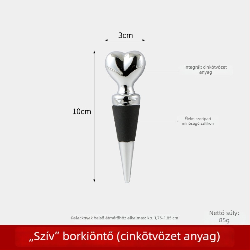 Cinkötvözetből készült bordugó készlet (4 db) állvánnyal – dugók és zárófedél üvegekhez