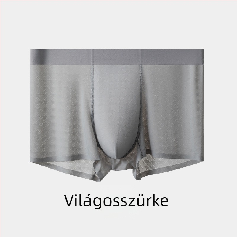 Ice Silk férfi boxeralsó, lélegző, hűsítő Jacquard hálós mintázatú, egyszínű, ultra vékony, varrat nélküli