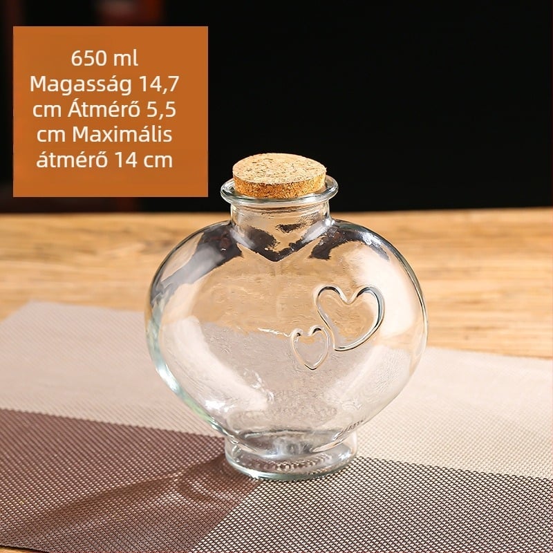 DIY parafadugós szív alakú kívánságüveg, üveg gyertyaedény, csillag- és óceán motívumokkal (80/160/350/650 ml)