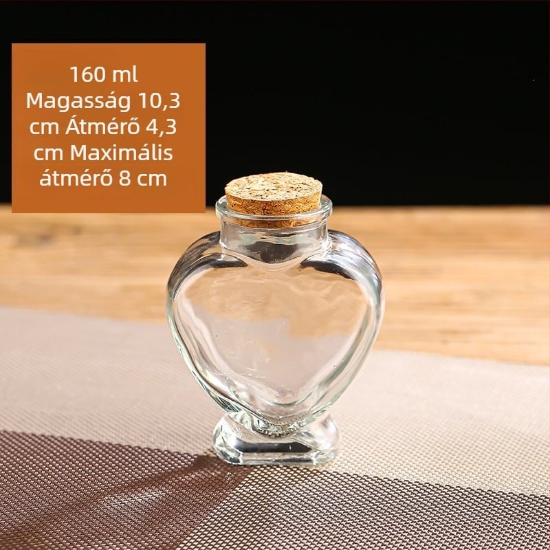 DIY parafadugós szív alakú kívánságüveg, üveg gyertyaedény, csillag- és óceán motívumokkal (80/160/350/650 ml)