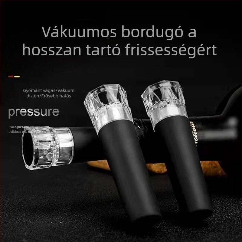 Silikon vörösbor dugó – univerzális vákuumos záró, kiöntő és készlet háztartási használatra, tengeri csikó formájú kés