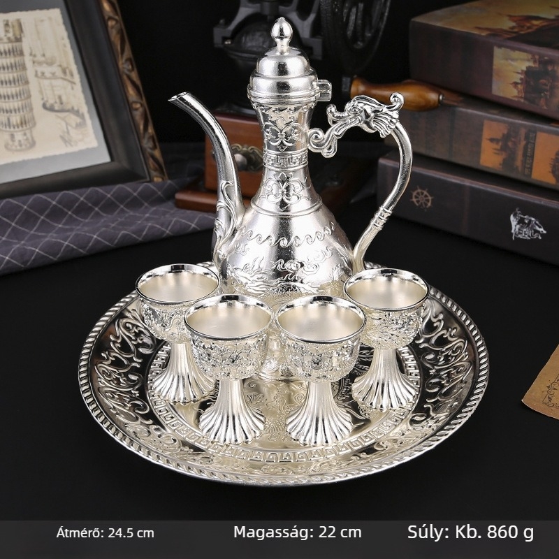 Mcnice crafts prémium bor készlet ajándékdobozban, klasszikus otthoni stílus, orosz ihletésű bronz megjelenés, dekantáló, poharak és tálca