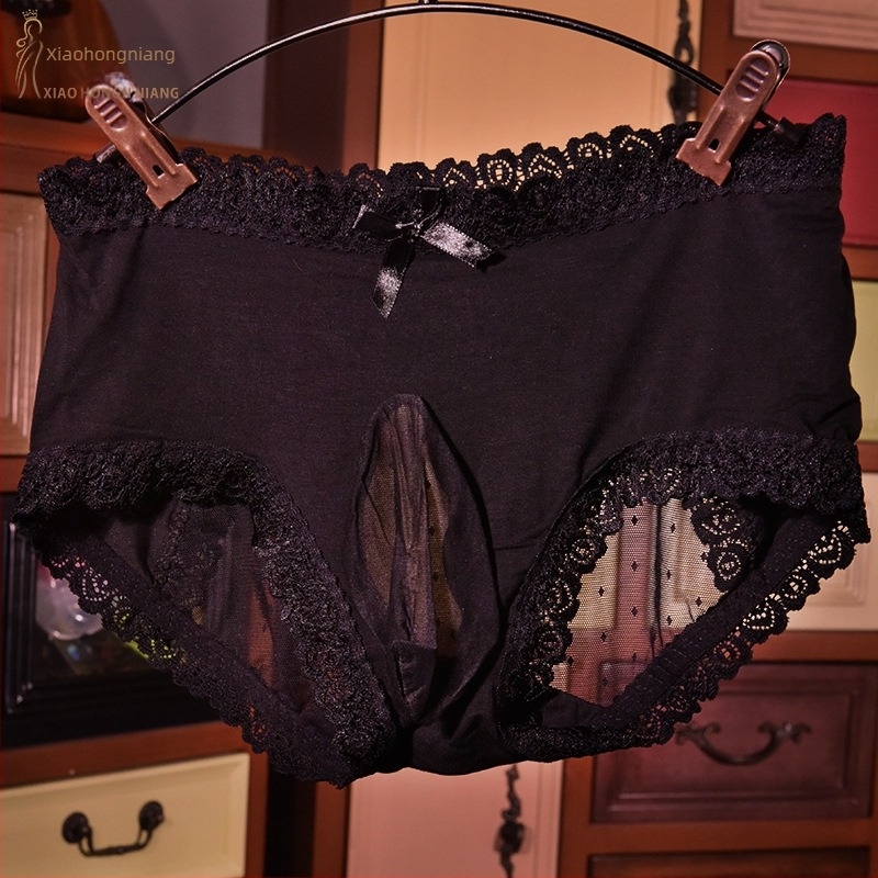Férfi átlátszó csipkés alsónemű Ice Silk anyagból, lélegző, pároknak