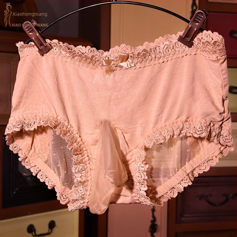 Férfi átlátszó csipkés alsónemű Ice Silk anyagból, lélegző, pároknak