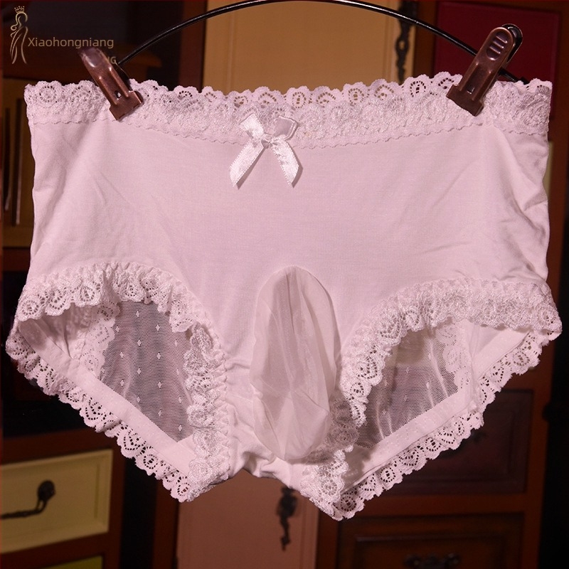 Férfi átlátszó csipkés alsónemű Ice Silk anyagból, lélegző, pároknak