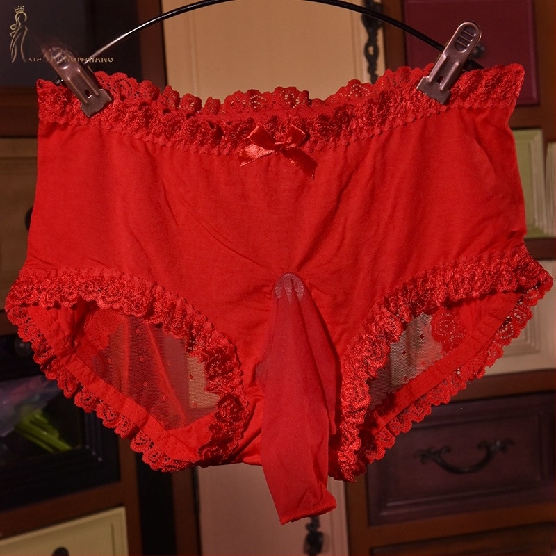 Férfi átlátszó csipkés alsónemű Ice Silk anyagból, lélegző, pároknak