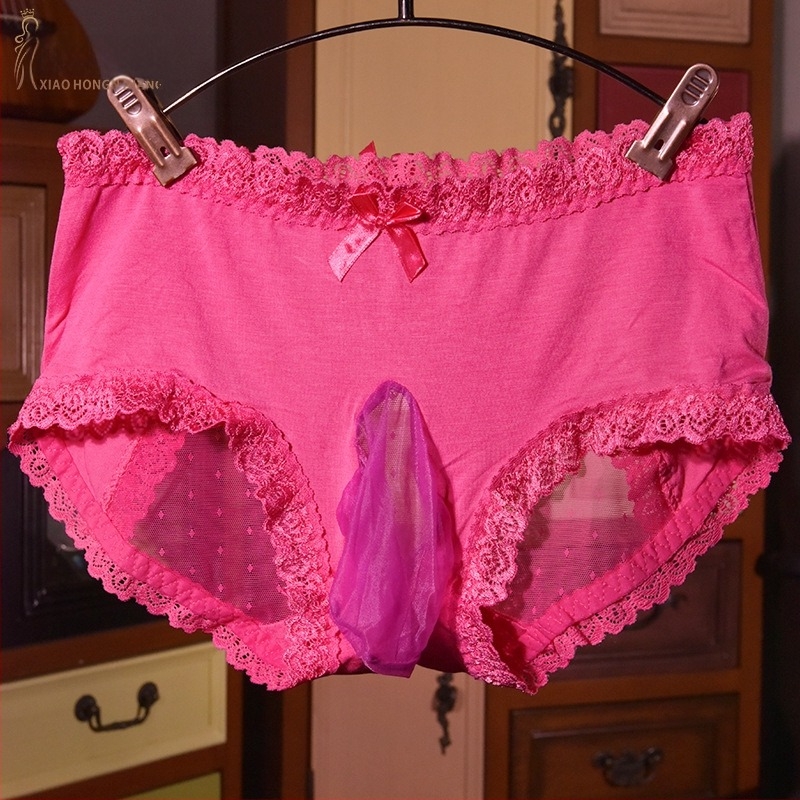 Férfi átlátszó csipkés alsónemű Ice Silk anyagból, lélegző, pároknak