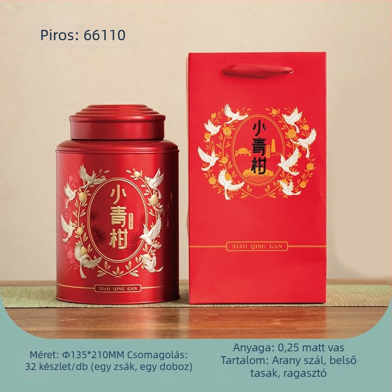 500 g zárható fém teásdoboz, kiváló minőségű, zöld mandarin tea tárolására