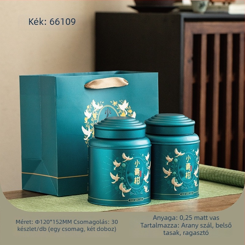 500 g zárható fém teásdoboz, kiváló minőségű, zöld mandarin tea tárolására