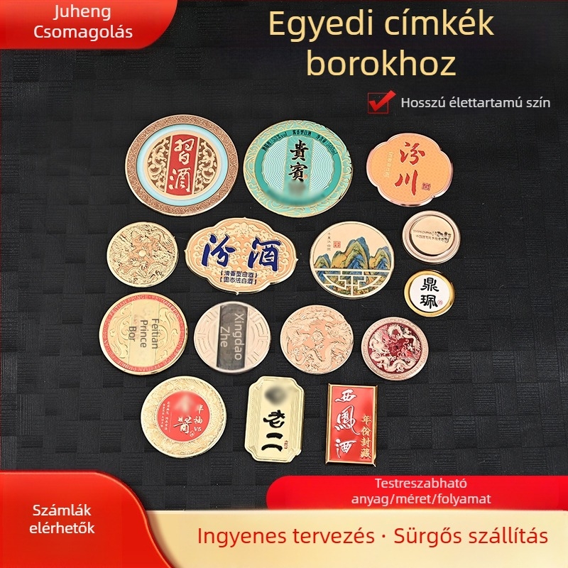 Személyre szabott fémtáblák, alumínium‑ötvözetből készült parfümnévtáblák, görbült kozmetikai üvegek címkék logóval, vintage bronz címkék