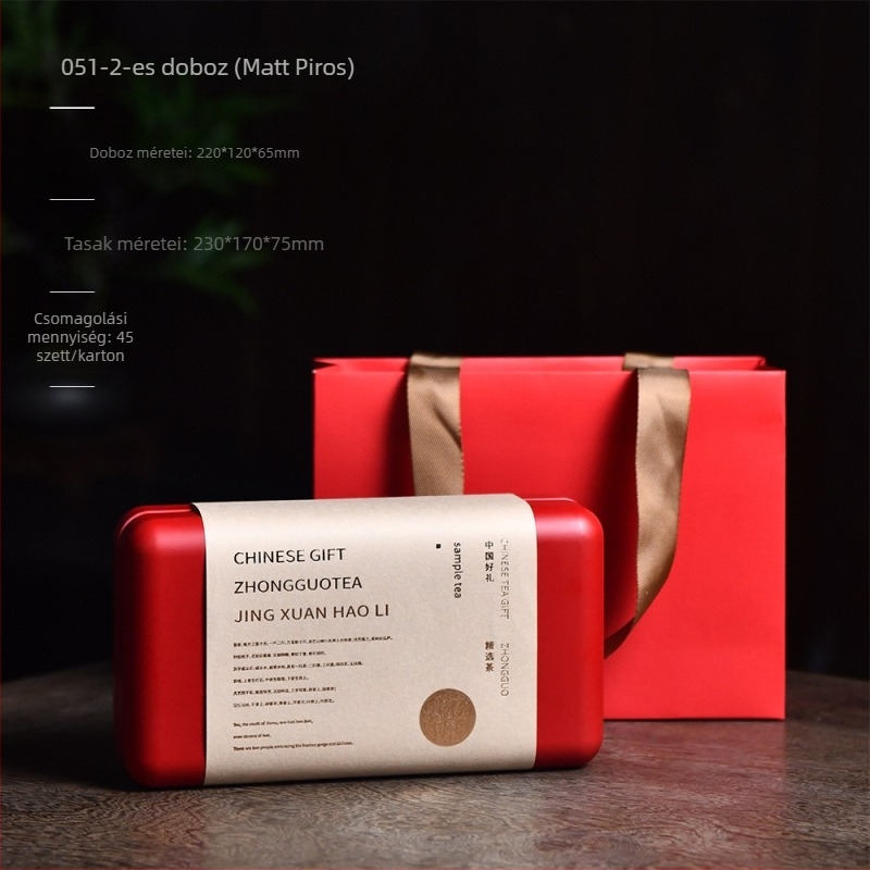 Téglalap alakú fémdoboz teának tárolására, 1,15 kg, Da Hong Pao és Shui Xian teák ajándékcsomag