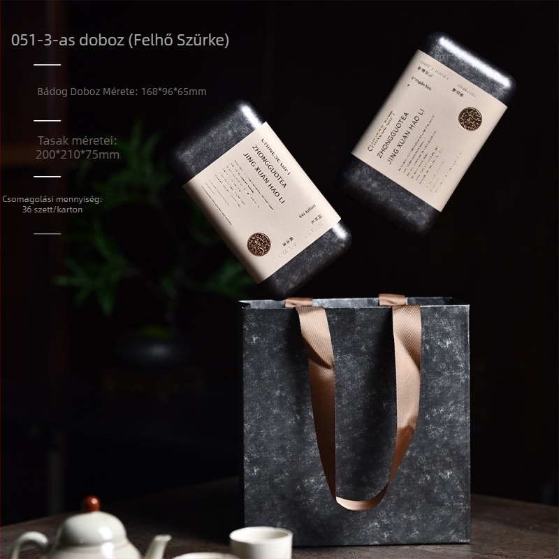 Téglalap alakú fémdoboz teának tárolására, 1,15 kg, Da Hong Pao és Shui Xian teák ajándékcsomag