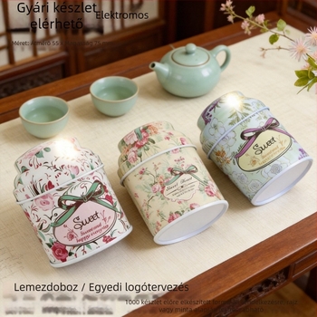 Kis kör alakú teásdoboz, hordozható és zárható, Kuding tea, virágos teásdoboz, személyre szabható fém doboz