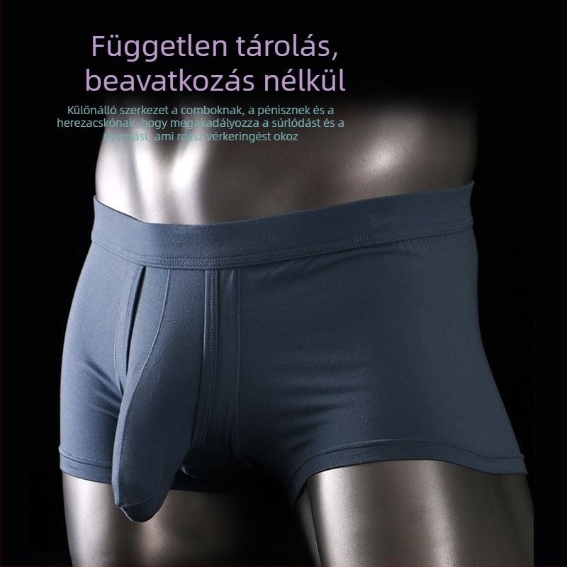 Férfi modalból készült lélegző boxer, ergonómikus U-formájú zsebbel a herék támogatására