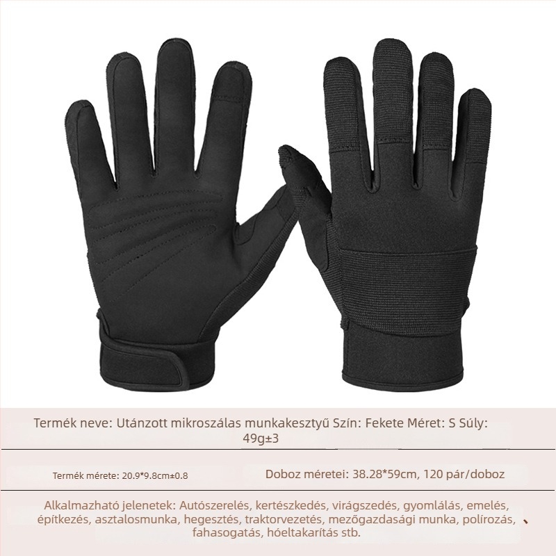 Kerti kesztyű, csúszásmentes, kopásálló, érintőképernyő-kompatibilis, mikroszálas, kertészkedéshez, autó- és gépjavításhoz