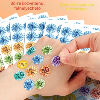 Általános iskolai jutalmazó matricák készlete, rajzolt számokkal