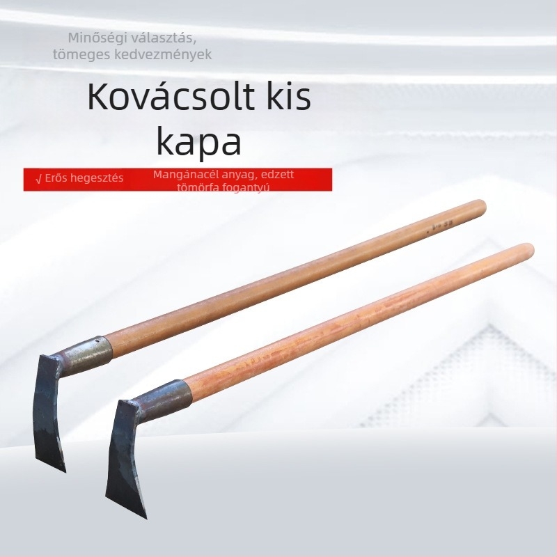 Kovácsolt kerti kapa fa nyéllel, ültetéshez, gyomláláshoz és ásáshoz