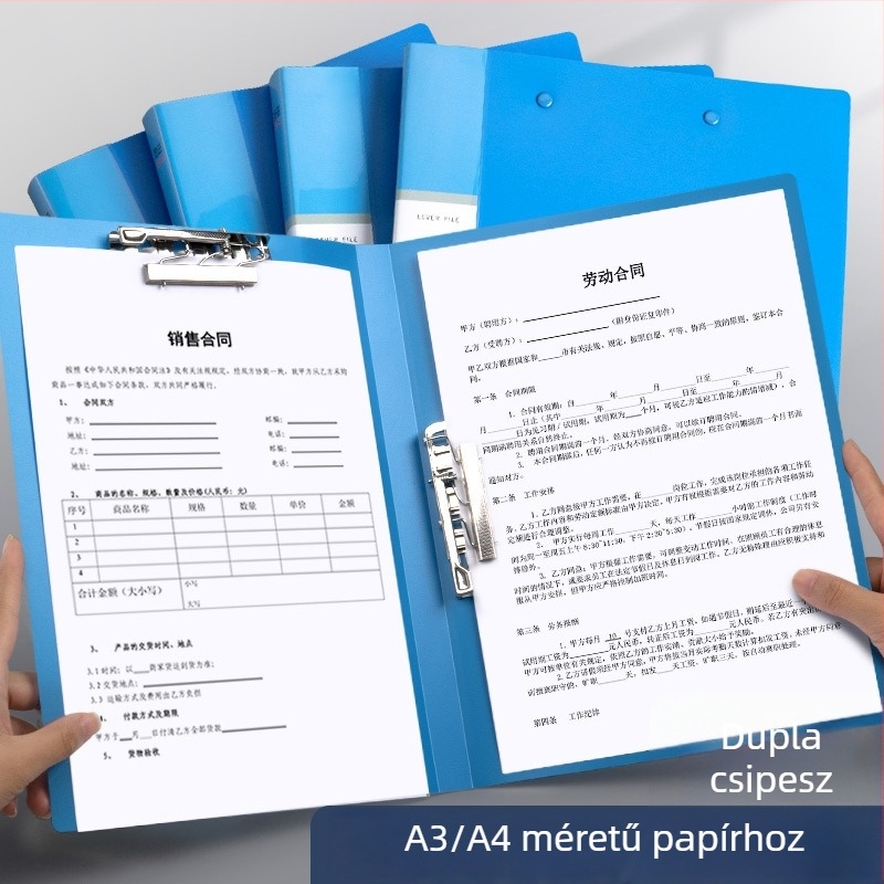 A4-es PP mappa dupla csipeszes záróval dokumentumok és bizonyítványok rendezésére, irodai használatra
