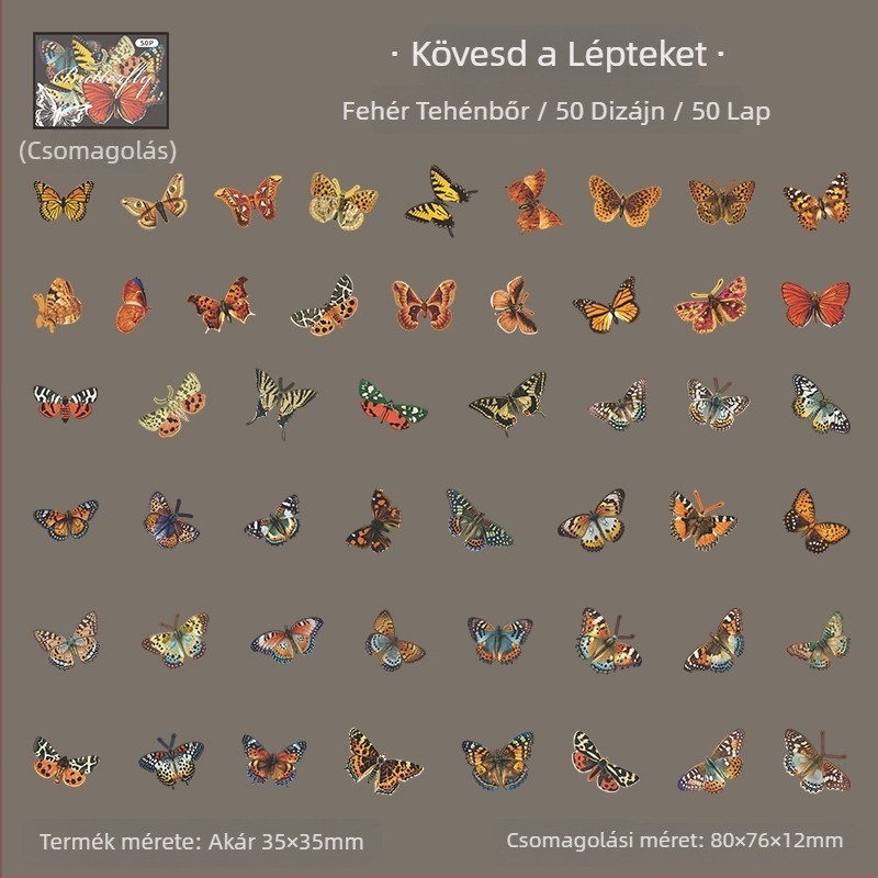 Pillangó kivágott matricák készlete vintage dizájnnal pillangó kollázsokhoz, napló DIY-hoz és jelenetdekorációhoz