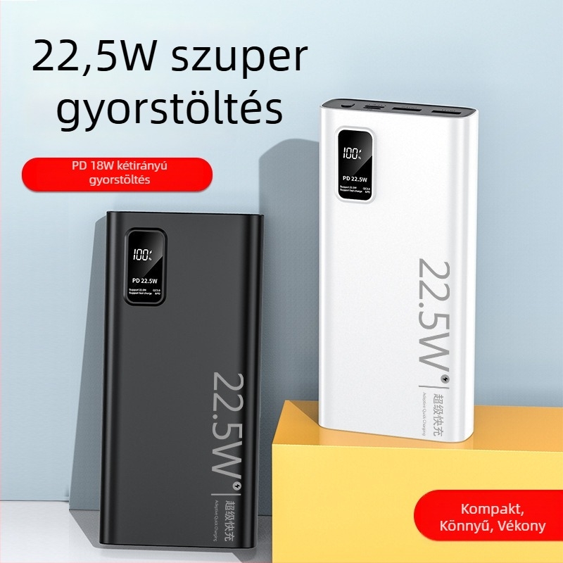 3C-tanúsítvány PD kétirányú gyorstöltéses power bank 20000mAh mobiltelefonokhoz és tabletekhez
