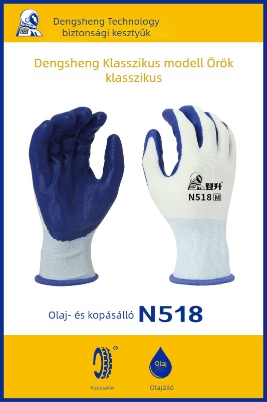 Dengsheng munkavédelmi kesztyűk, gumírozott bevonattal ipari építéshez, teljes színválaszték