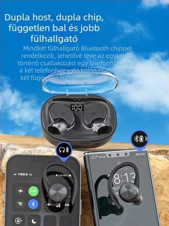 Fülhorgos Bluetooth fejhallgató, valódi vezeték nélküli, 2024-es sportmodell, hosszú akkumulátor-üzemidő, ideális futáshoz, Android-kompatibilis