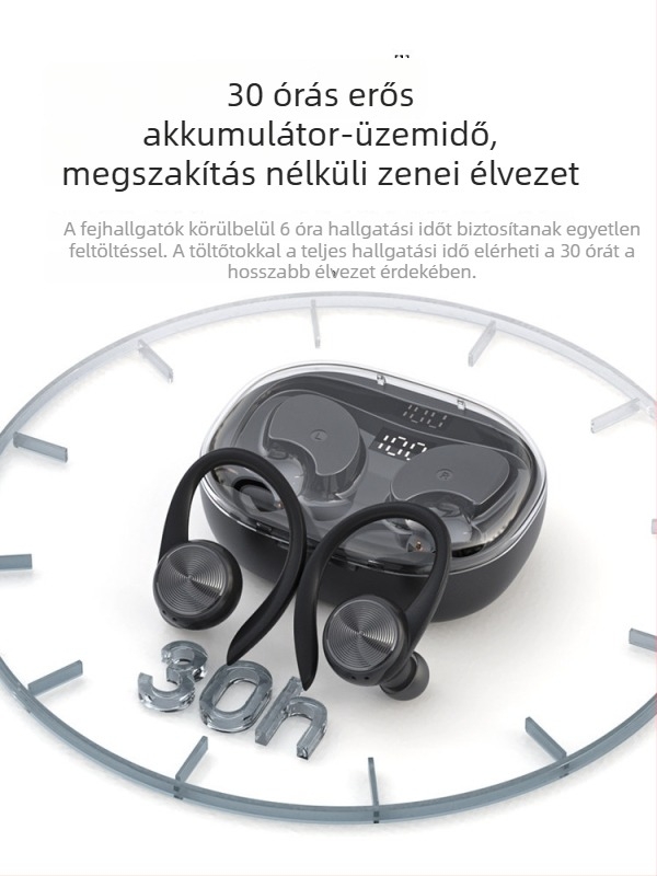 Fülhorgos Bluetooth fejhallgató, valódi vezeték nélküli, 2024-es sportmodell, hosszú akkumulátor-üzemidő, ideális futáshoz, Android-kompatibilis