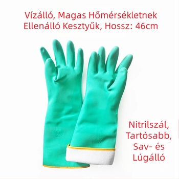 60 cm hosszú vízálló és hőálló kesztyű PVC-kaucsukból, hőszigetelés, égési védelem, gőzállóság, sav- és lúgállóság, olajállóság