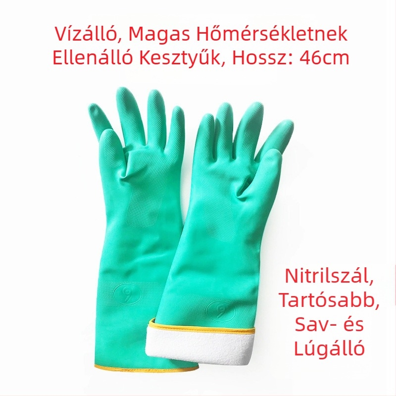 60 cm hosszú vízálló és hőálló kesztyű PVC-kaucsukból, hőszigetelés, égési védelem, gőzállóság, sav- és lúgállóság, olajállóság