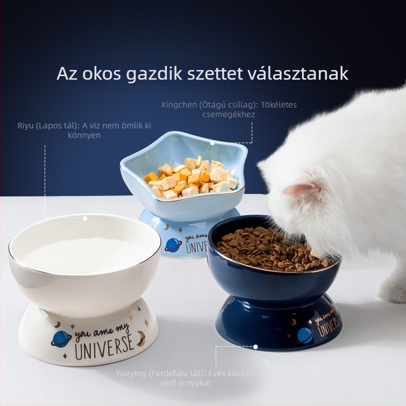 Csillagos ég sorozat kerámia macska- és kutyatál, kis- és közepes testű kutyáknak, etető- és itatótál, háziállat-kiegészítő