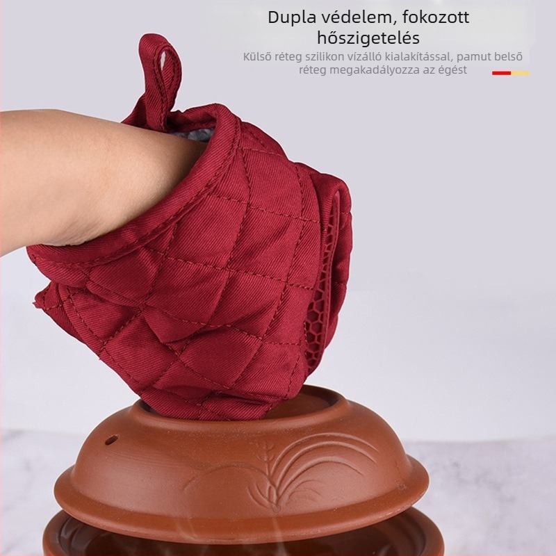 Hőálló, szigetelt szilikon konyhai kesztyűk, csúszásmentesek, sütő és mikrohullámú sütő használatra