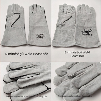 Welding Beast 4150 Hosszabbított, két rétegű marhabőr hegesztő kesztyűk, 35 cm