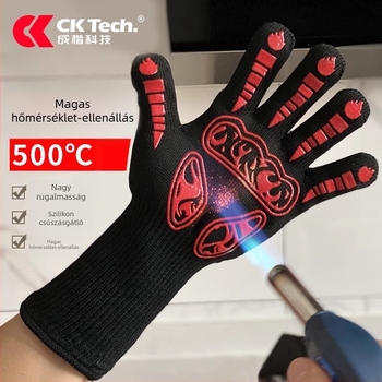 Chengkai Technology Deyan szilikon hőálló kesztyűk, 500°C-ig, sütőhöz és grillsütőhöz, csúszásmentes, tűzálló, szigetelt