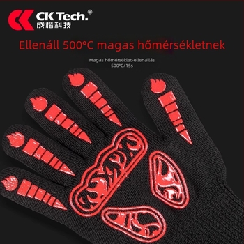 Chengkai Technology Deyan szilikon hőálló kesztyűk, 500°C-ig, sütőhöz és grillsütőhöz, csúszásmentes, tűzálló, szigetelt