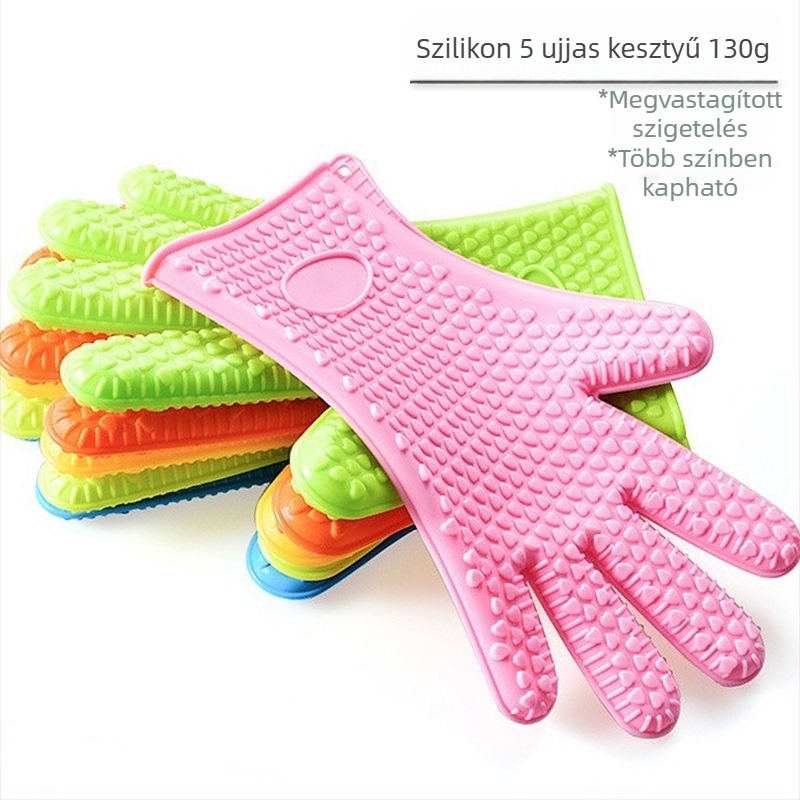 130 g szilikon kesztyű mikrohullámú sütőhöz, csúszásmentes, hőszigetelt, ötujjú kesztyű háziállatok fürdetéséhez