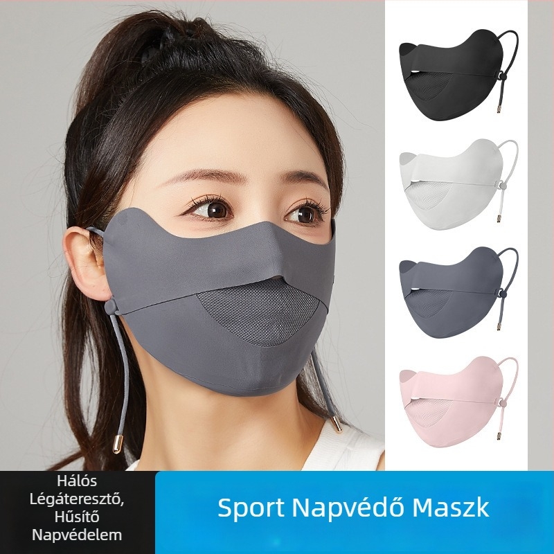 Légáteresztő selyemmaszk hyaluronsavval a teljes arcot fedő, nyom nélküli dizájn, UV-védelmet nyújtó maszk nejlon ice silk anyagból