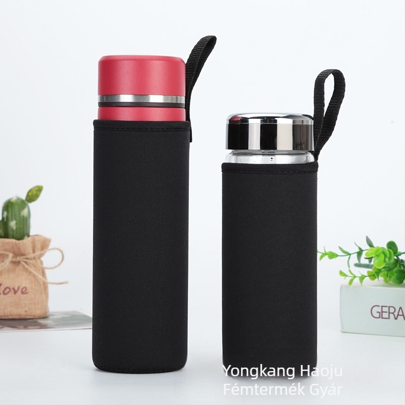 Kreatív, minimalist fekete pohárvédő üveg pohárhoz, utazáshoz, készleten