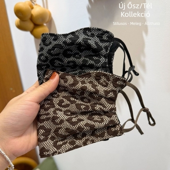 Női téli leopárvmintás maszk, meleg, szél- és porálló, légáteresztő kerékpározáshoz