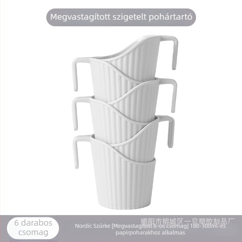 Műanyag pohártartó egyszer használatos papír poharakhoz, vastagított tartó hőszigeteléssel és égési védelemmel, univerzális használat