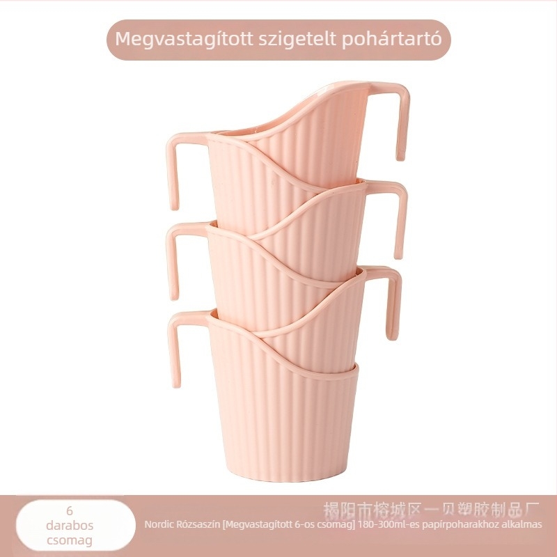 Műanyag pohártartó egyszer használatos papír poharakhoz, vastagított tartó hőszigeteléssel és égési védelemmel, univerzális használat