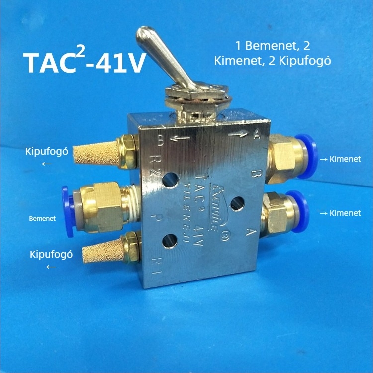 Pneumatikus kapcsoló, mechanikus szelep, görgő típusú, kézi szelep Tac2-31V/41V/31P/41P, 1 bemenet 1 kimenet, menetes csatlakozás