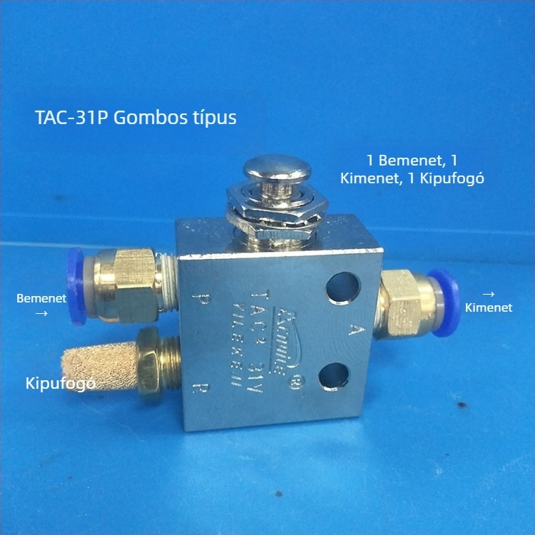 Pneumatikus kapcsoló, mechanikus szelep, görgő típusú, kézi szelep Tac2-31V/41V/31P/41P, 1 bemenet 1 kimenet, menetes csatlakozás